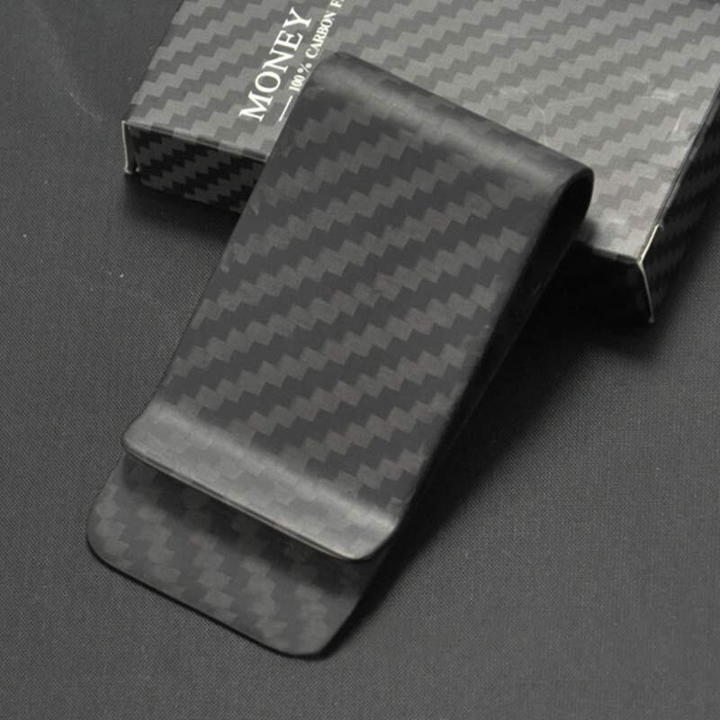 Slim Carbon Fiber Money Clip Minimalist Wallet Business Card Holder