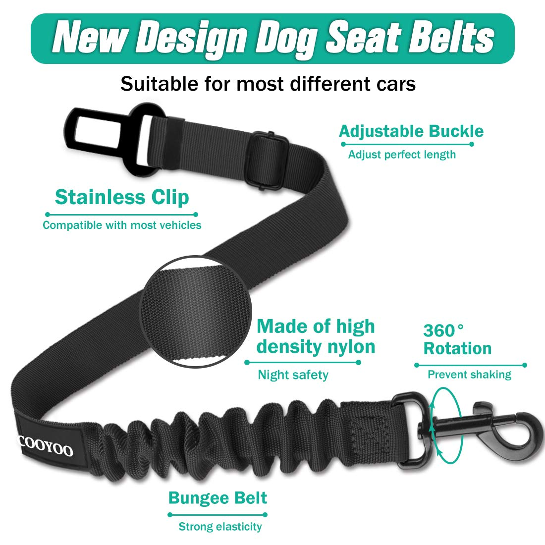 Adjustable Pet Dog&Cat elastic buffer Car Seat Belt
