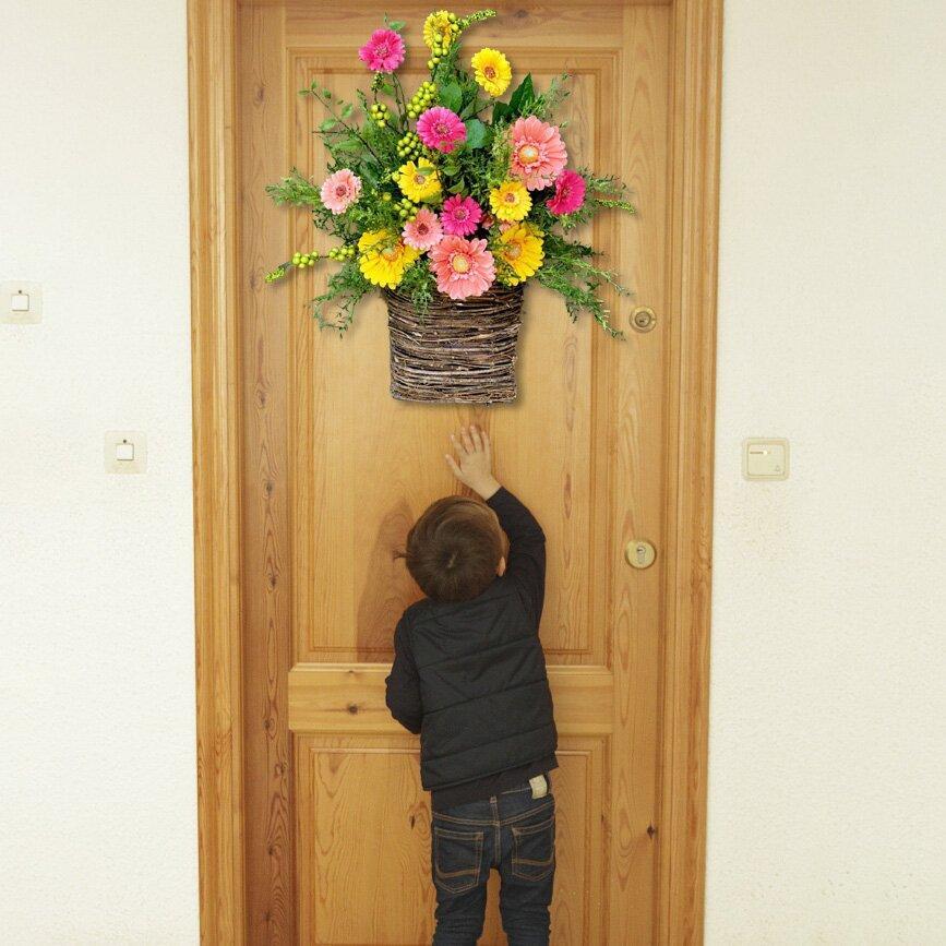 Gerbera daisy door basket-The flowerpot door wreath is unique! Sale price