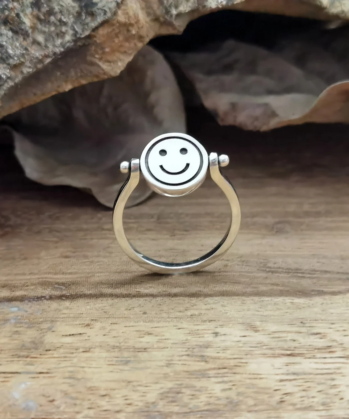 Happy/Depressed rotate Sterling silver ring