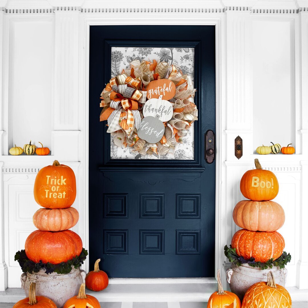 Fall Mesh Wreath - Grateful Thankful Blessed