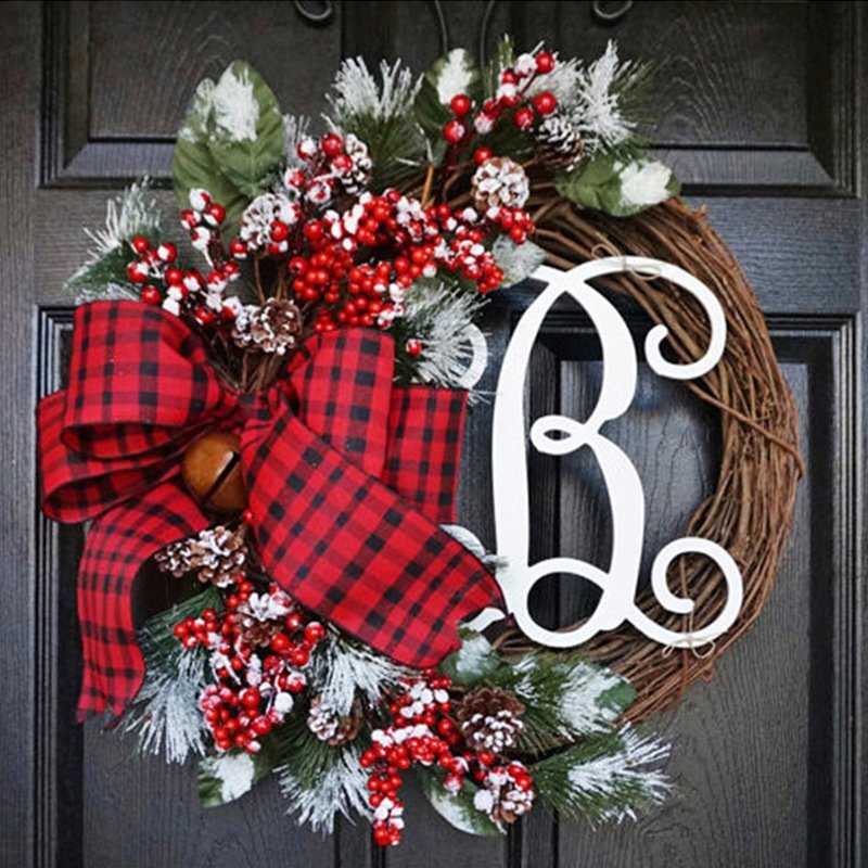 Merry Christmas Buffalo Plaid Farmhouse Wreath