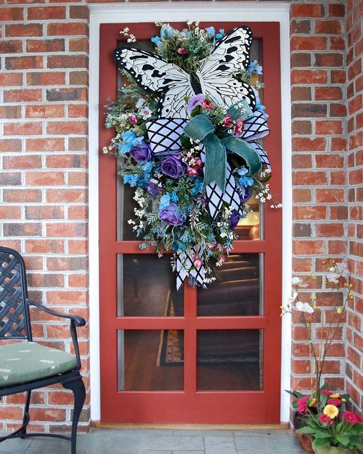 Rose Butterfly Wreath-Spring Whimsical Wreath