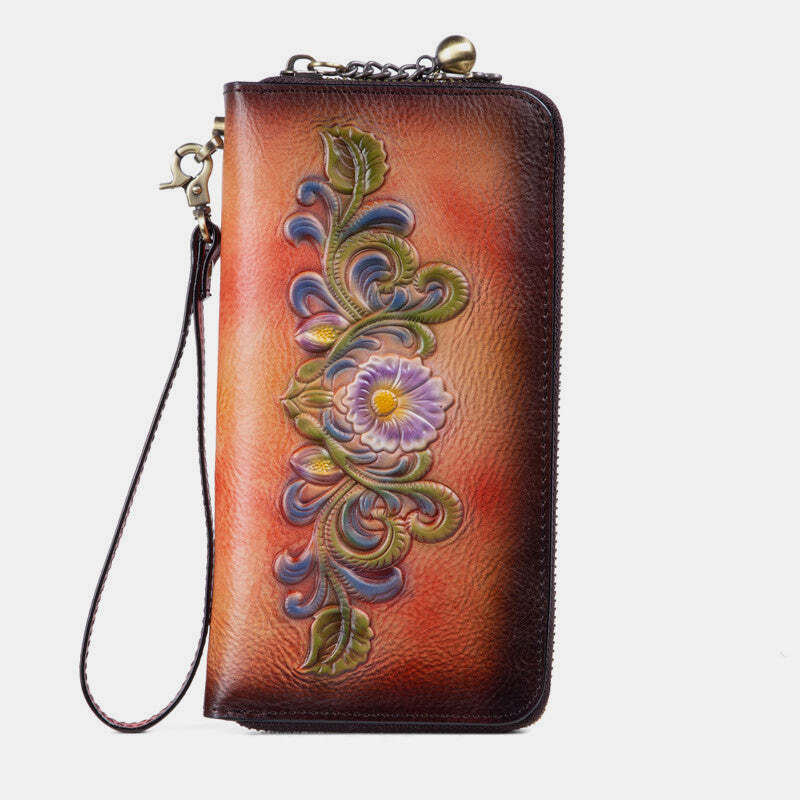 Zip Wristlet Floral Printed Clutch Long Wallet Cell Phone Purse