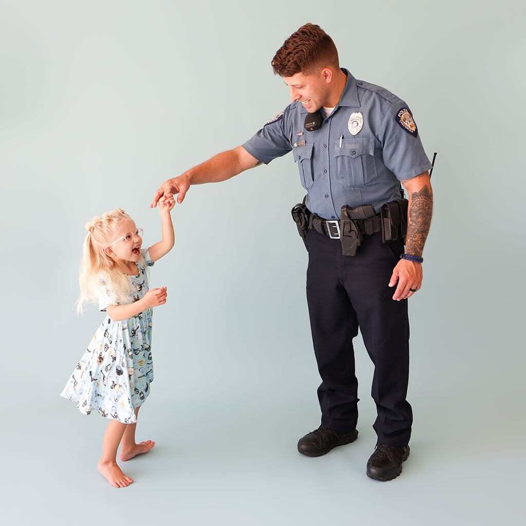 Police Short Sleeve Twirl Dress