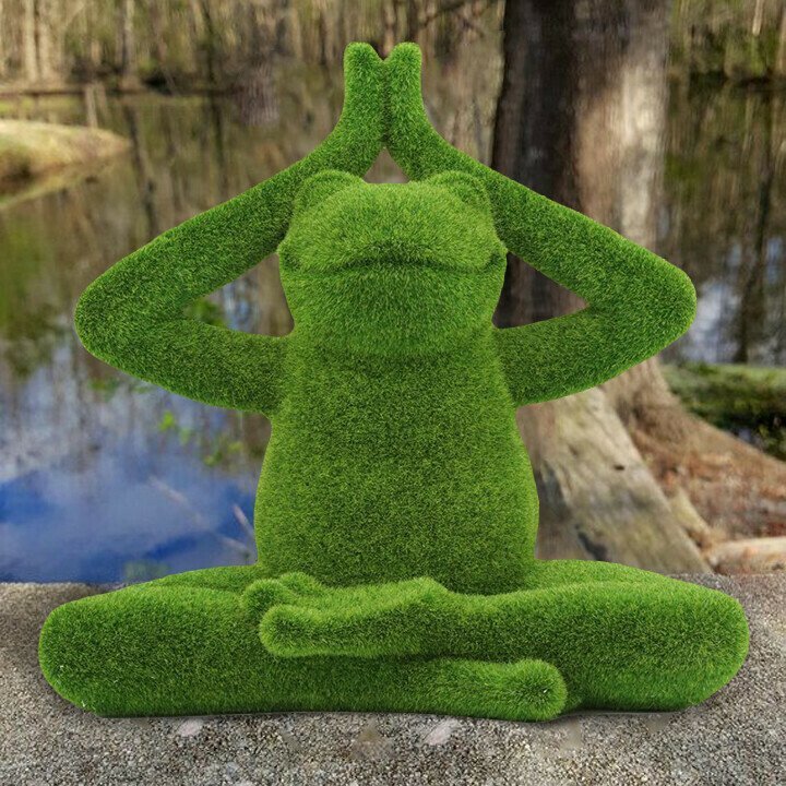 Whimsical Meditating Yoga Frog Garden Statue