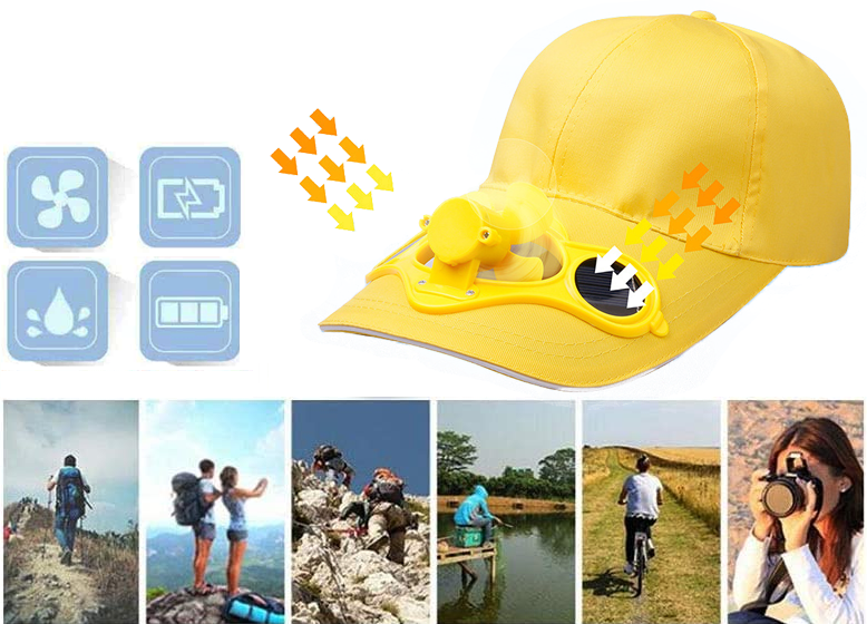 Fan Cooling Baseball Cap - Sun Protection Sports Travel Hat & Solar Charging