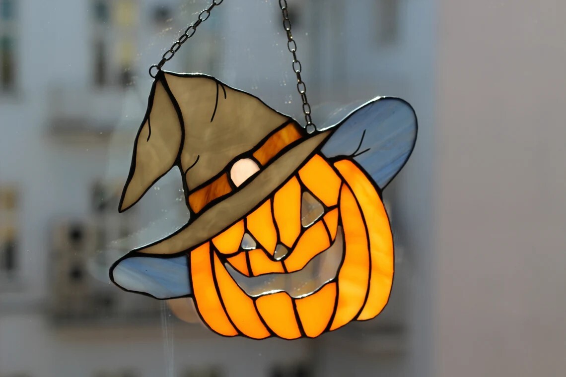 Pumpkin in a hat Panel Orange Halloween Decor