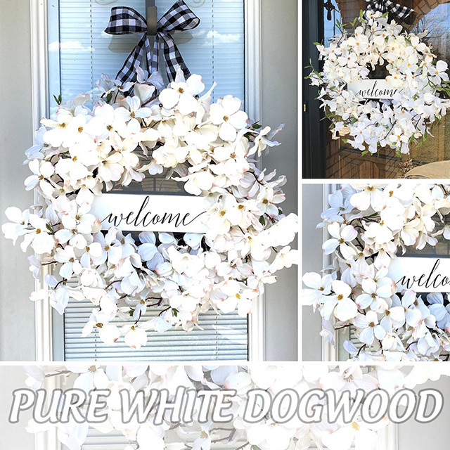 Buffalo Plaid & White Dogwood Fresh Wreath