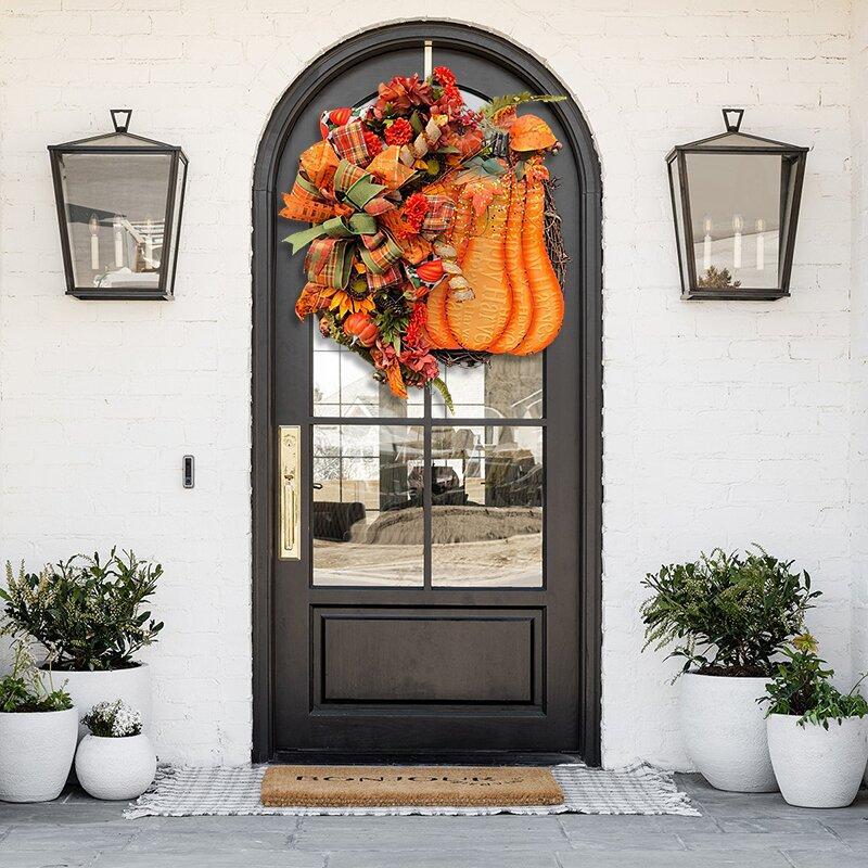 Autumn sale🎃Orange big pumpkin hydrangea wreath