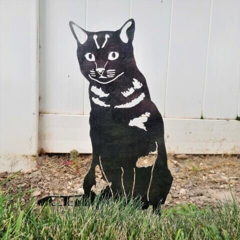 Shorthair Tabby Cat Metal Silhouette