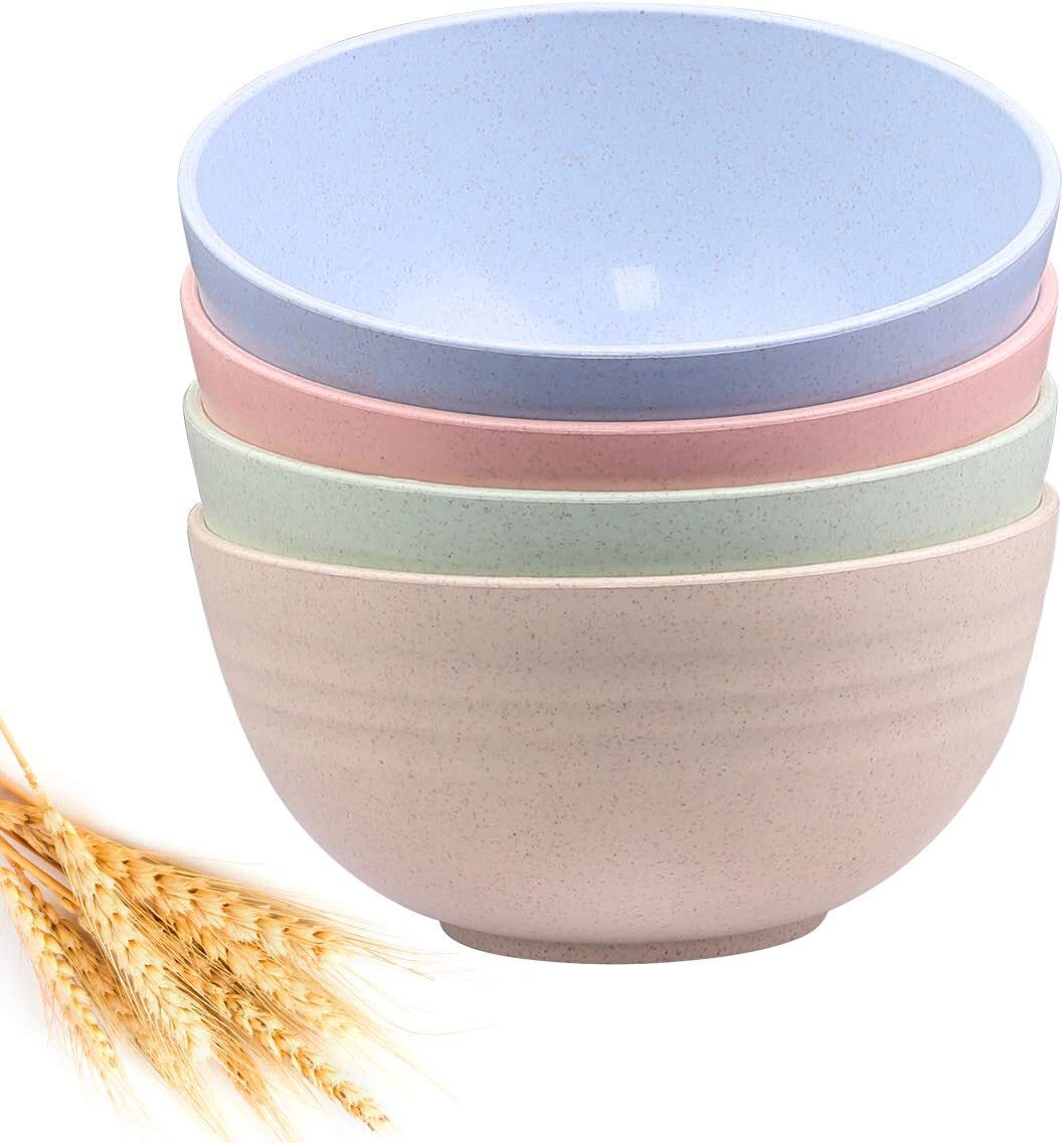 Wheat Straw Fiber Lightweight Bowl Set of 4 - Dishwasher and Microwave Safe