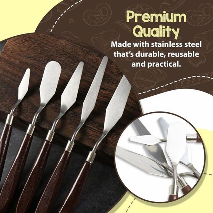 5Pcs Stainless Steel Baking Pastry Spatulas