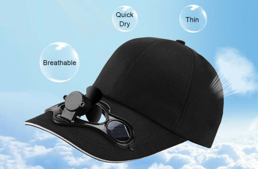 Fan Cooling Baseball Cap - Sun Protection Sports Travel Hat & Solar Charging